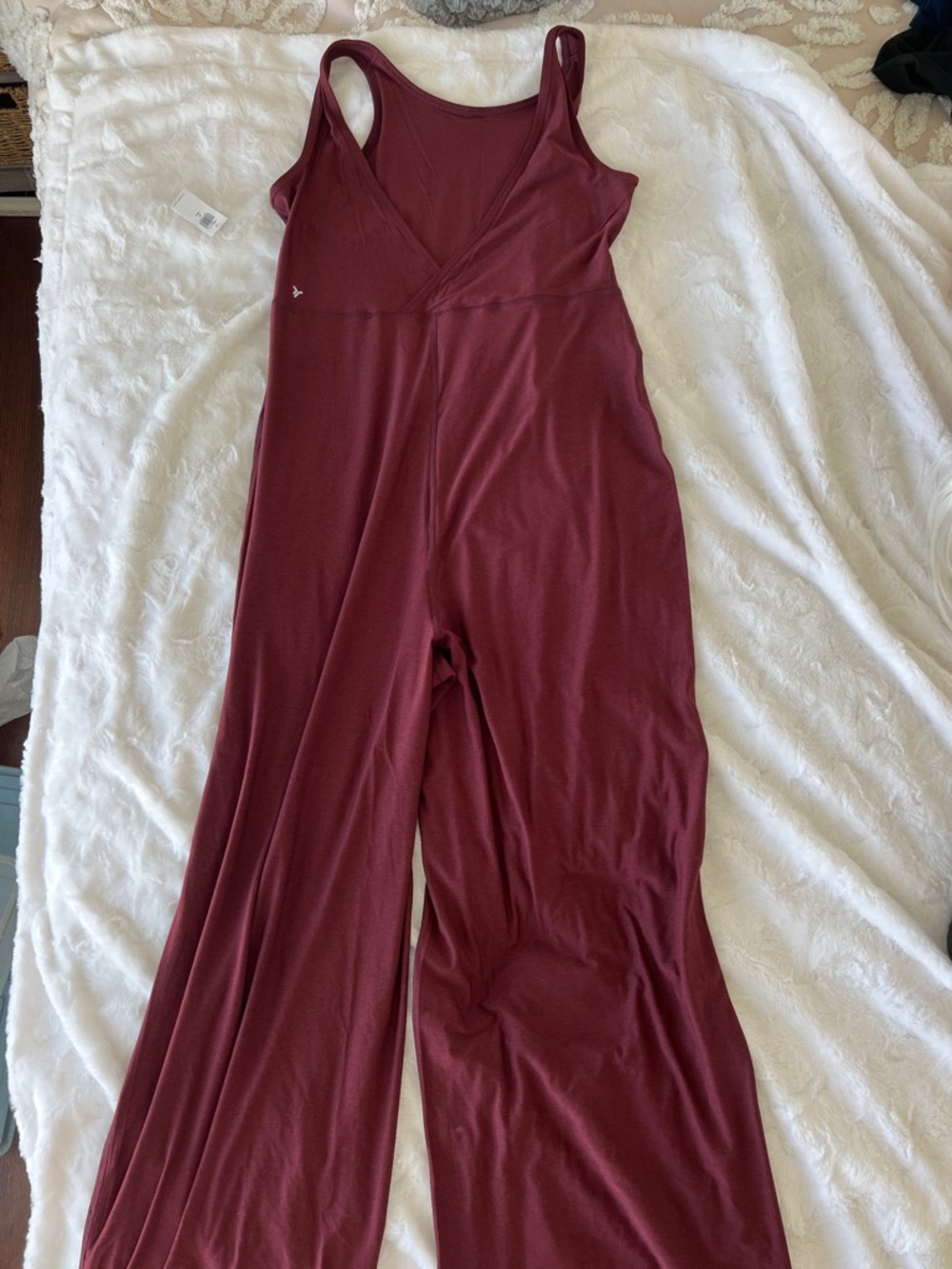 Sleeveless Wide-Leg Jumpsuit in Maroon